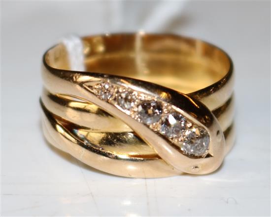 Diamond snake ring
